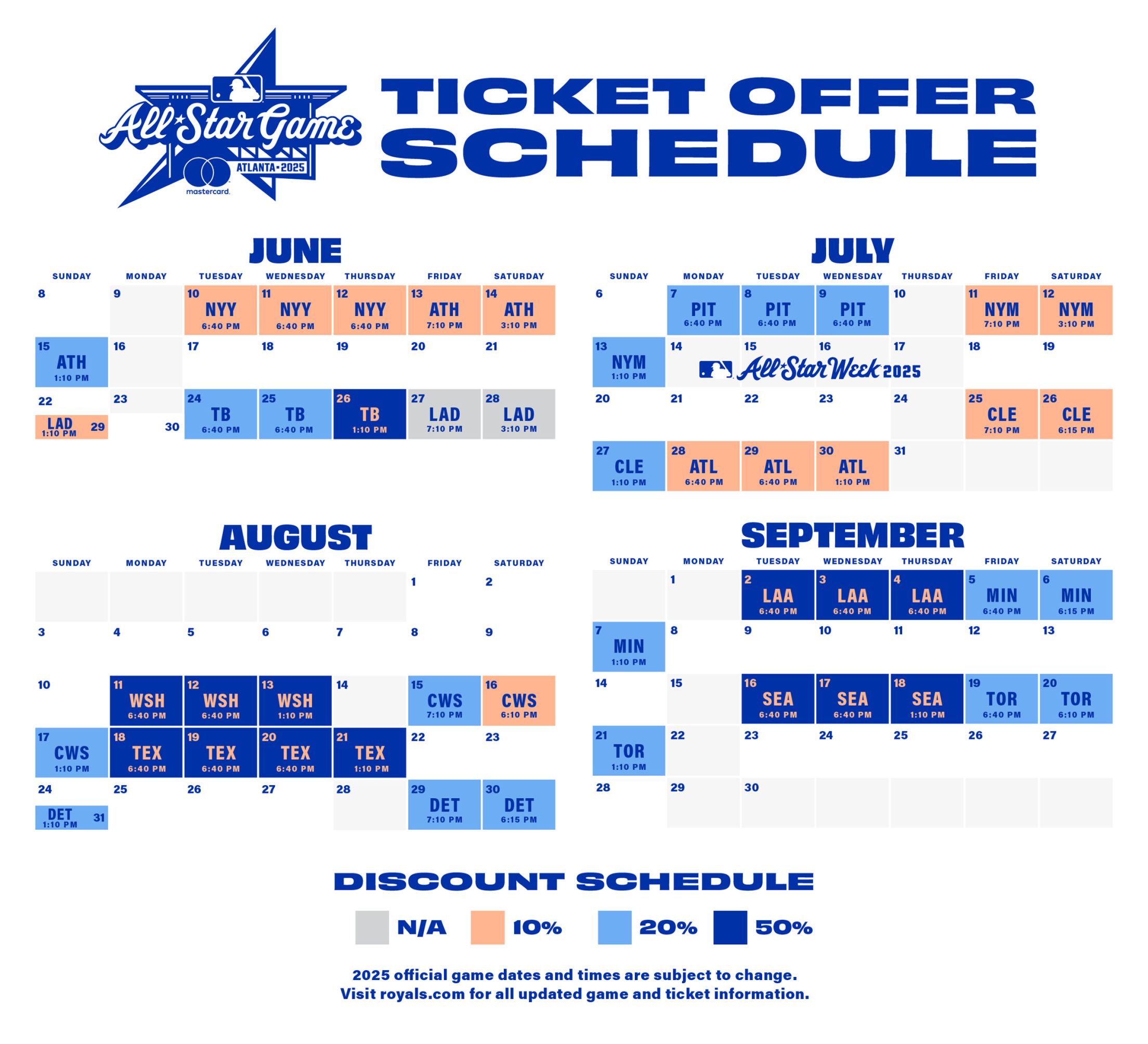 ASG Ticket Offer Schedule