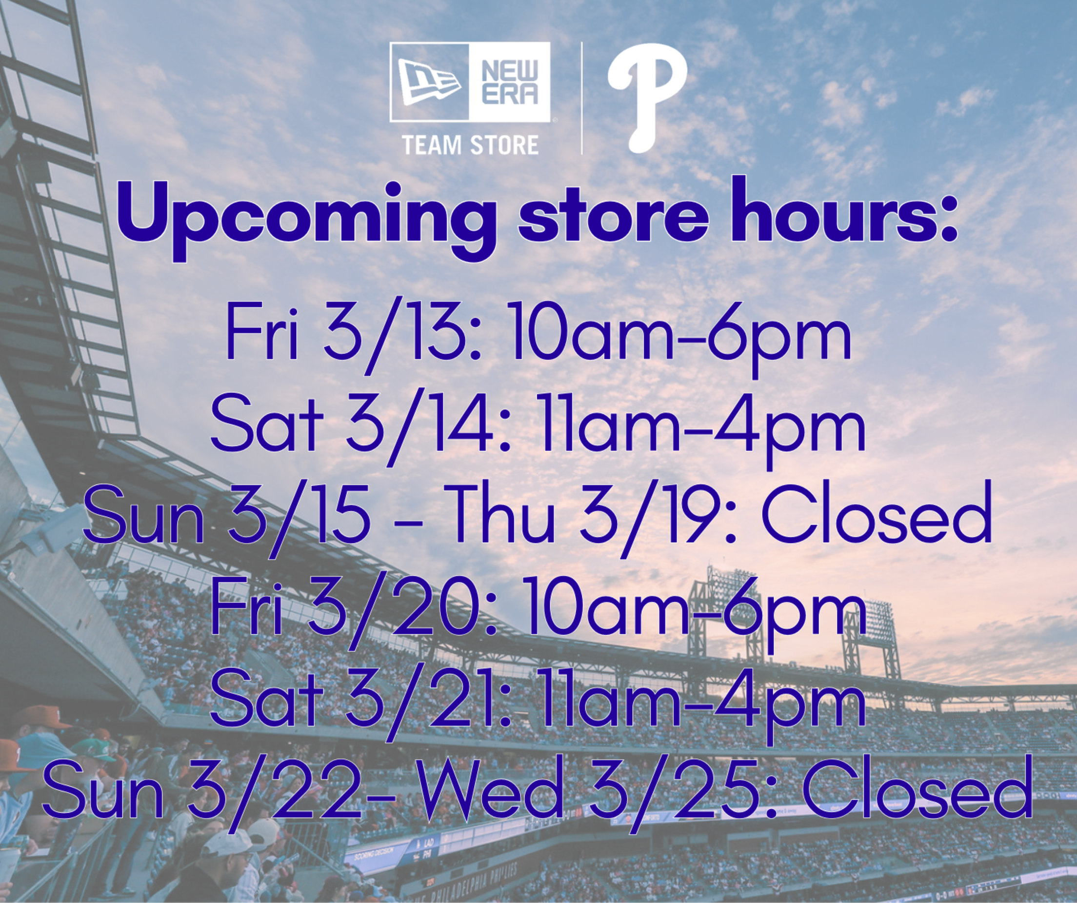 Upcoming Store Hours