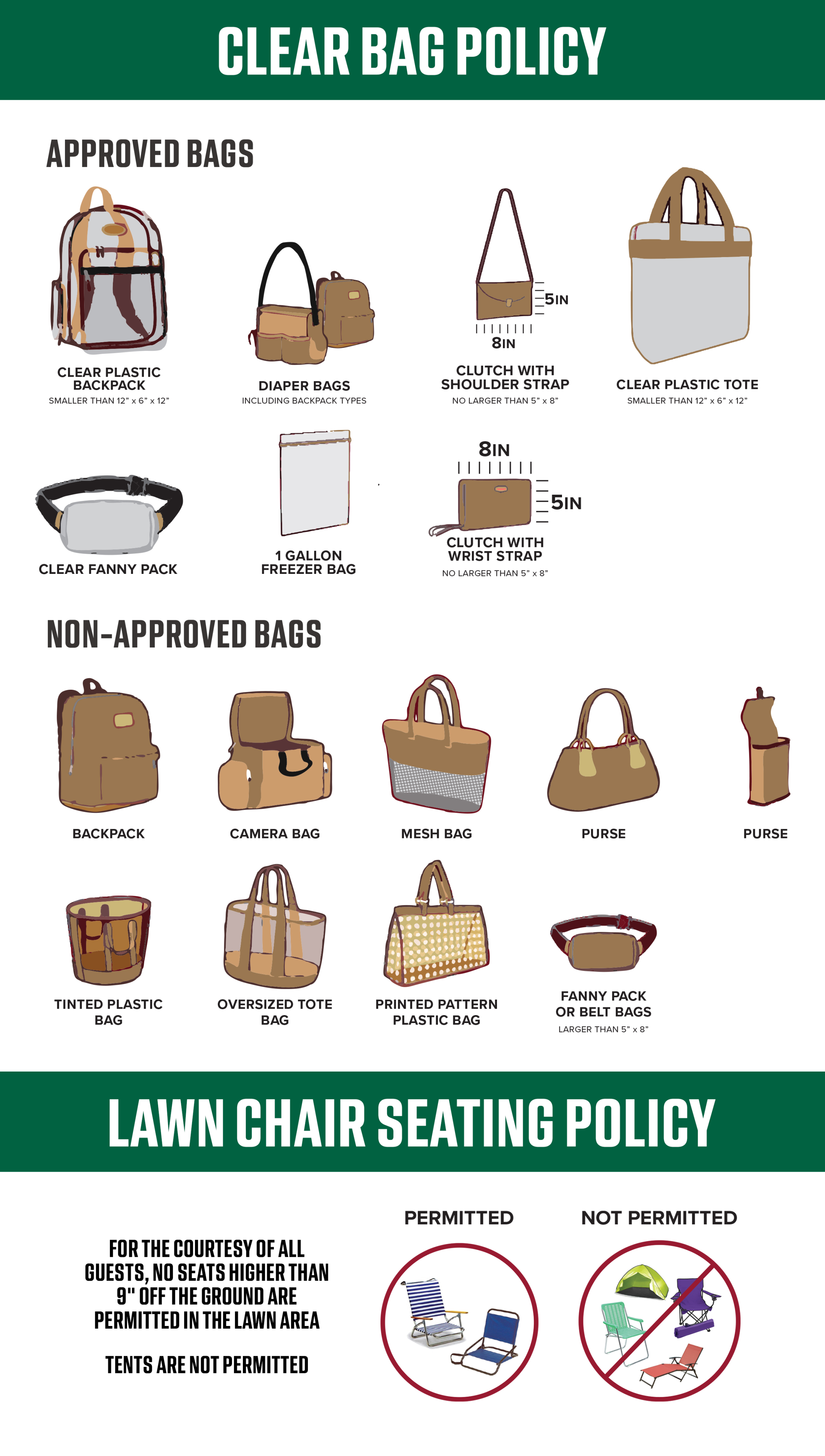 Clear Bag Policy and Lawn Chair Seating Policy