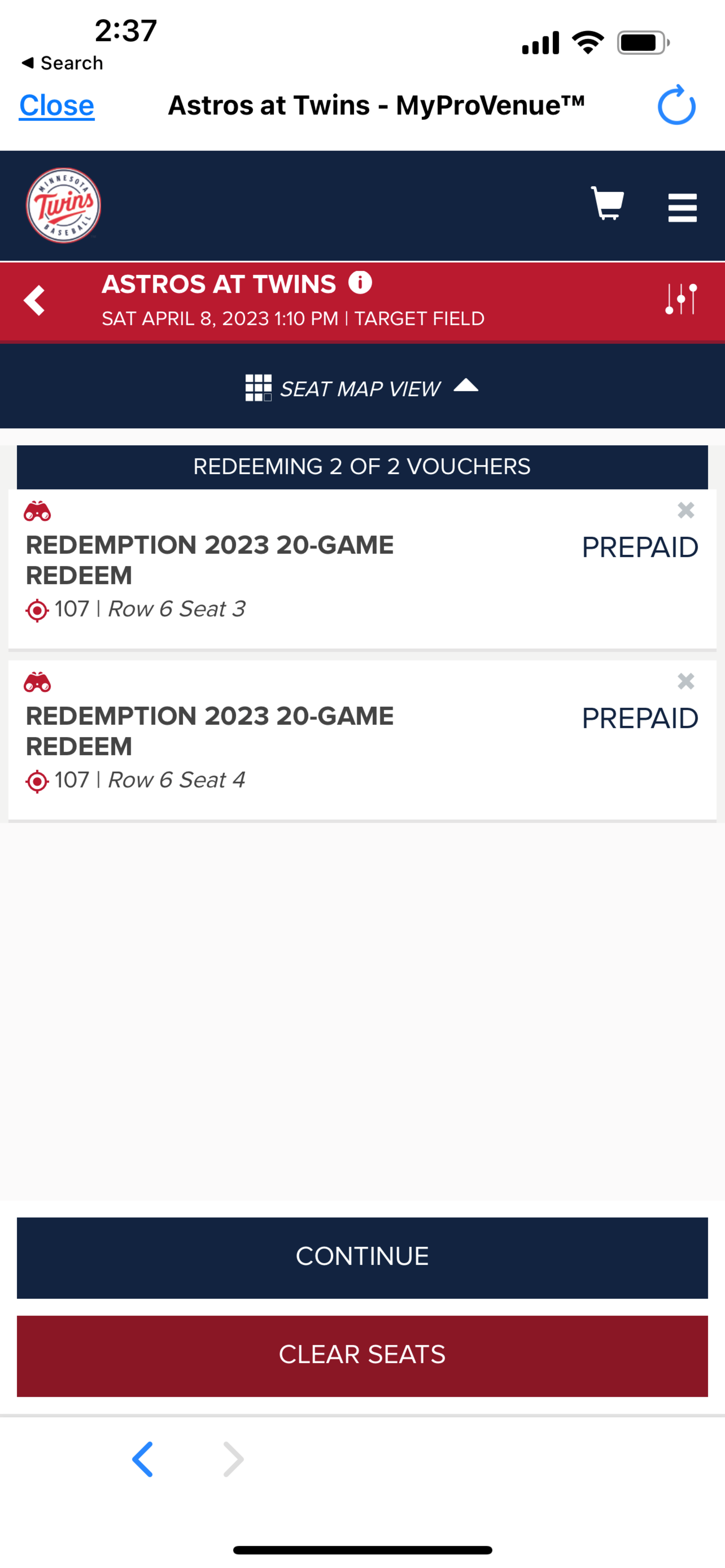 Flex Redemption: Ballpark app, Step 9