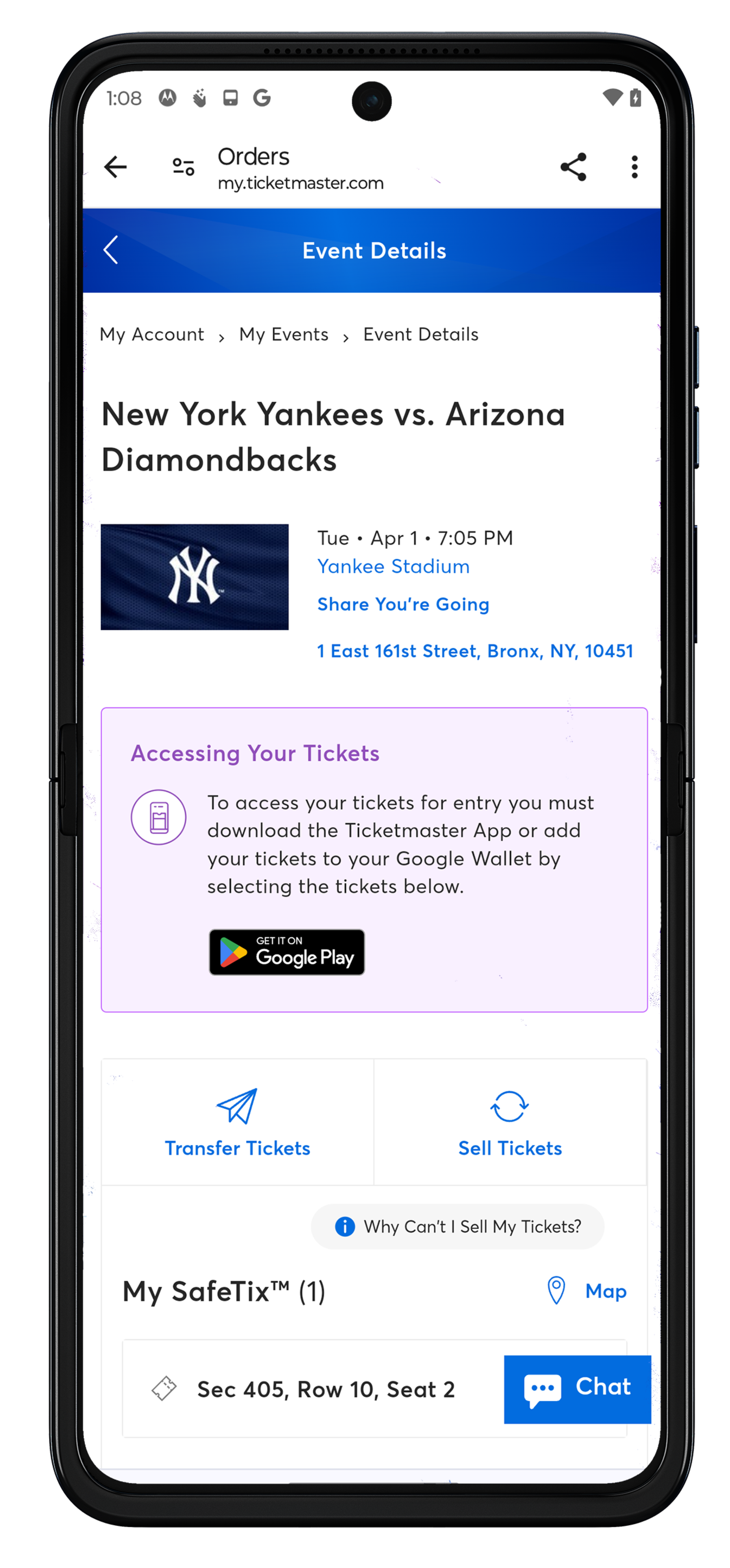 Ticketmaster - Forward Tickets - Step 1