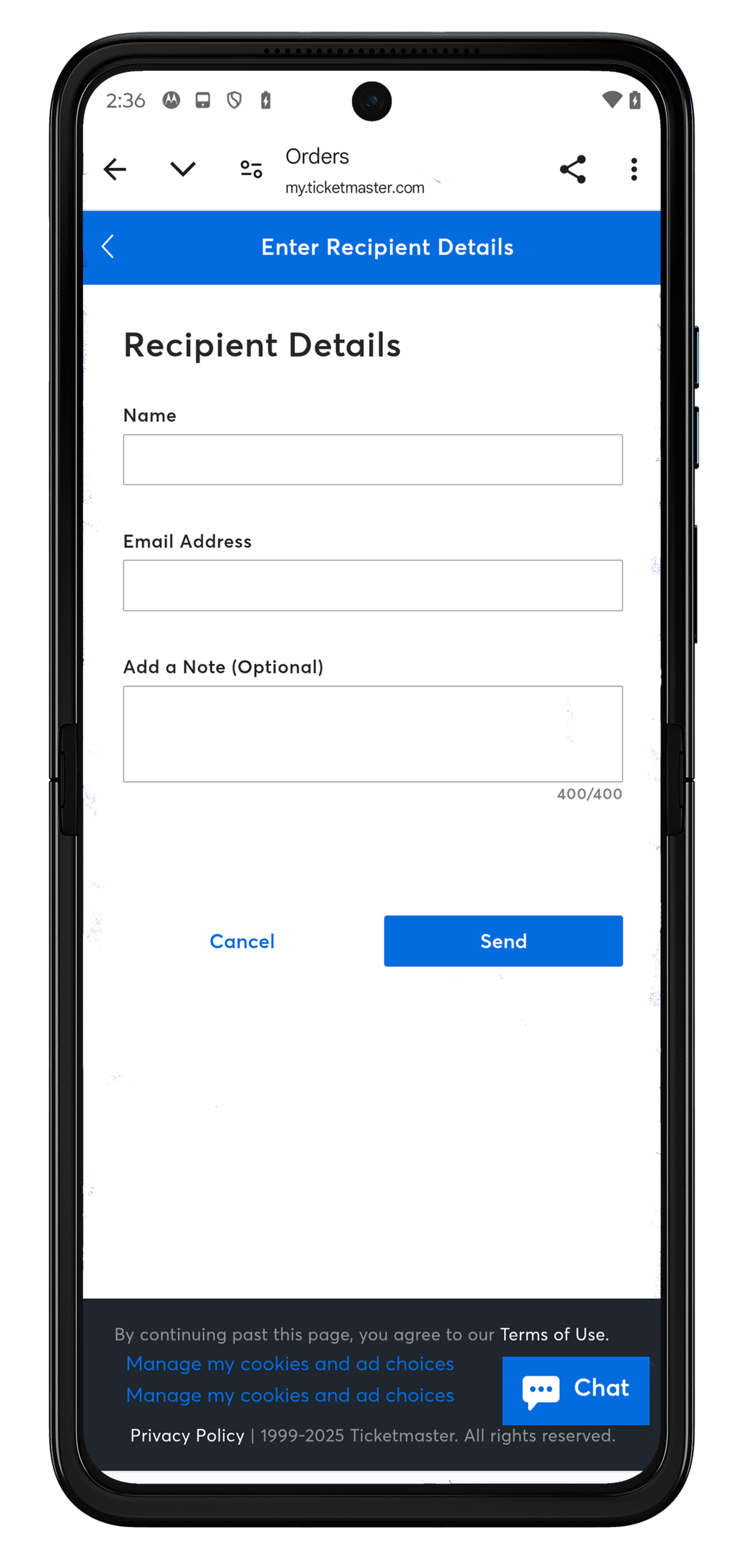 Ticketmaster - Forward Tickets - Step 3