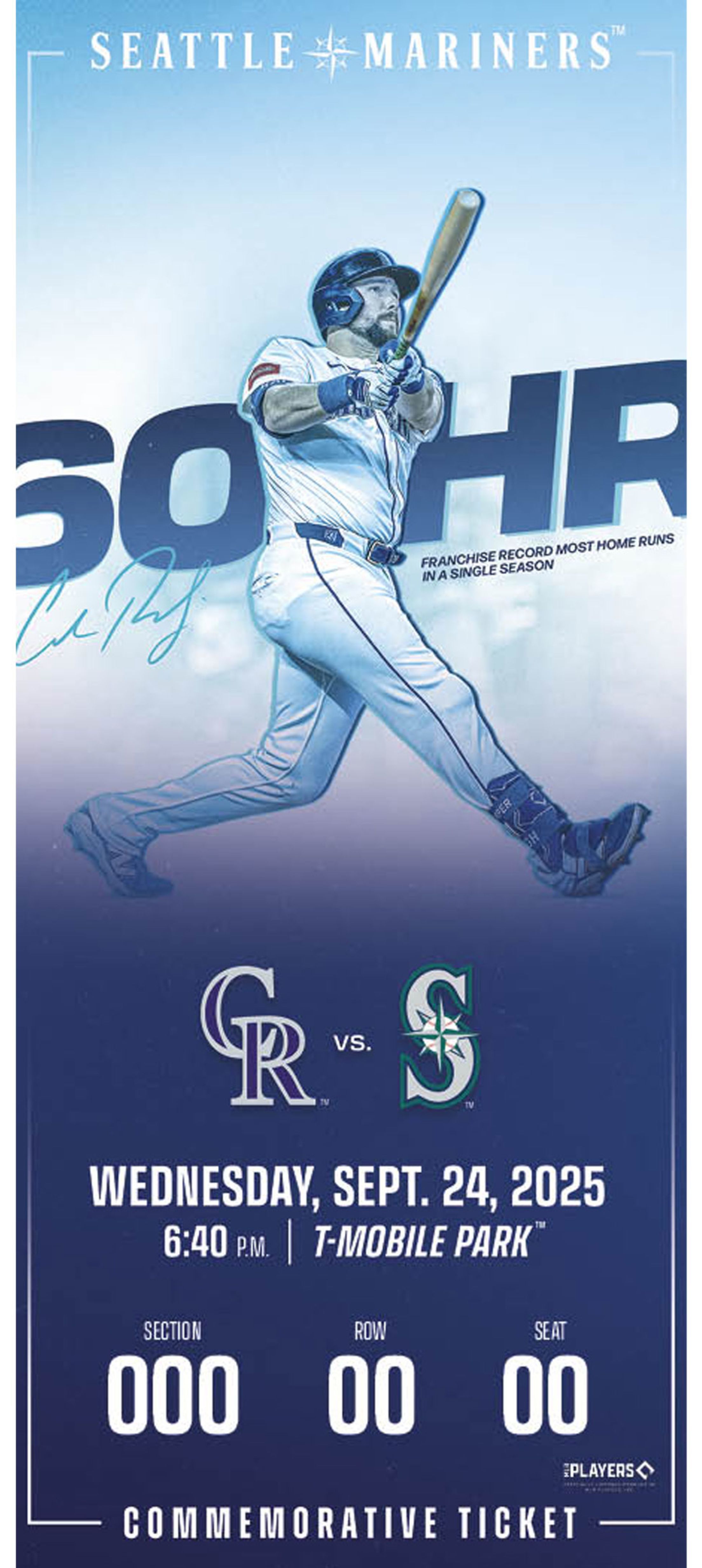Commemorative Ticket: Cal Raleigh 60 HR