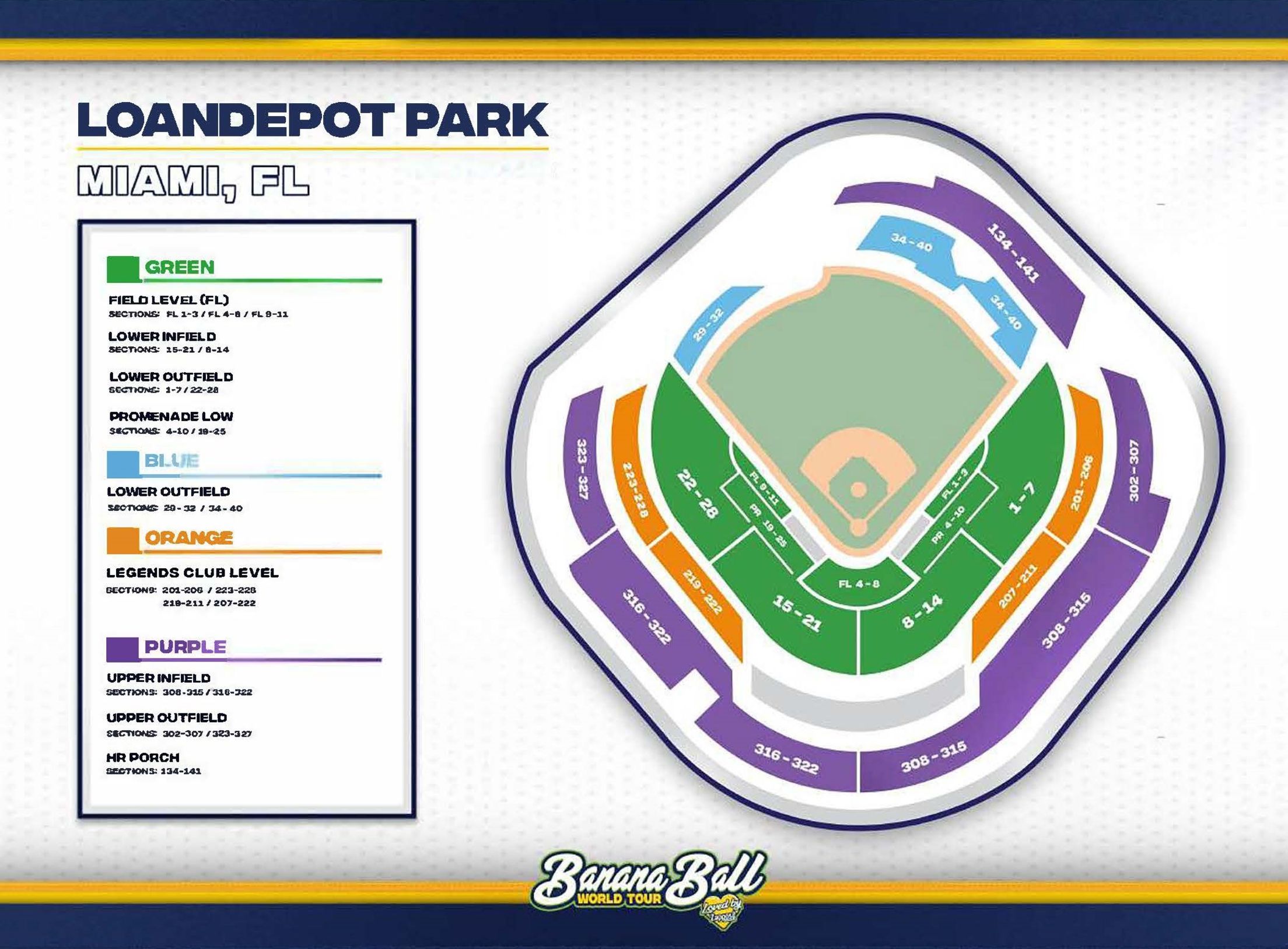 Savannah Bananas seating chart at loanDepot park