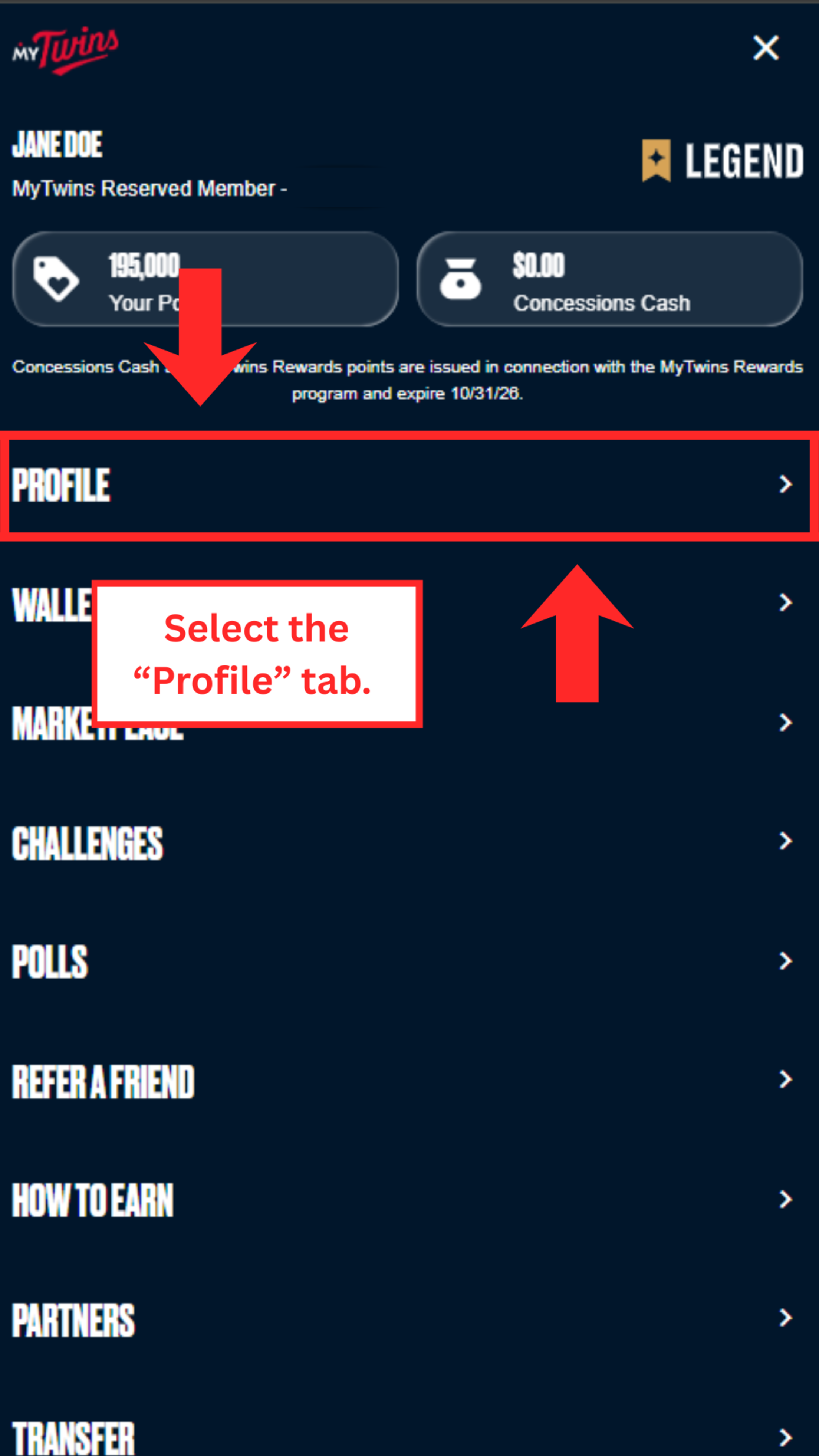 Select the "Profile" icon.