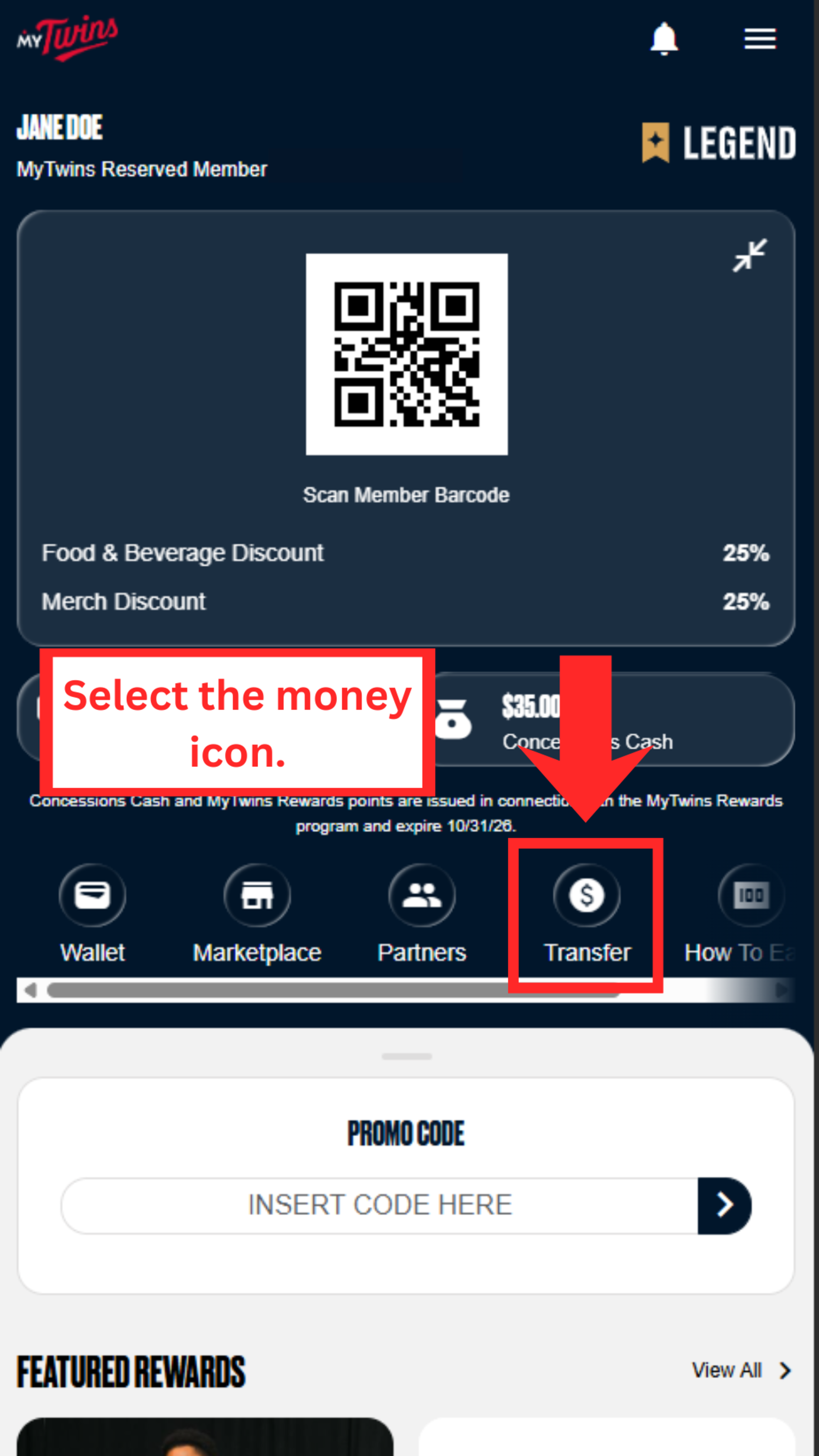 Select the money icon.