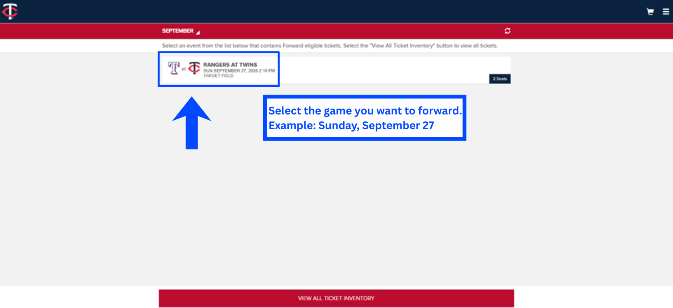 Select the game you want to forward