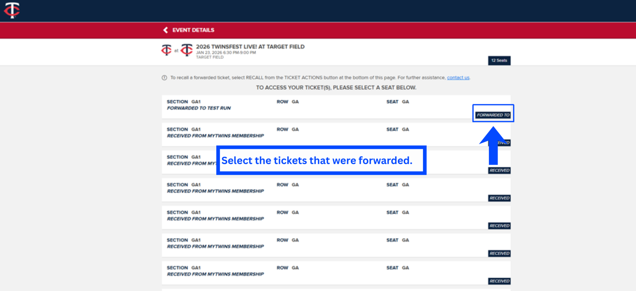 Select the tickets that were forwarded.