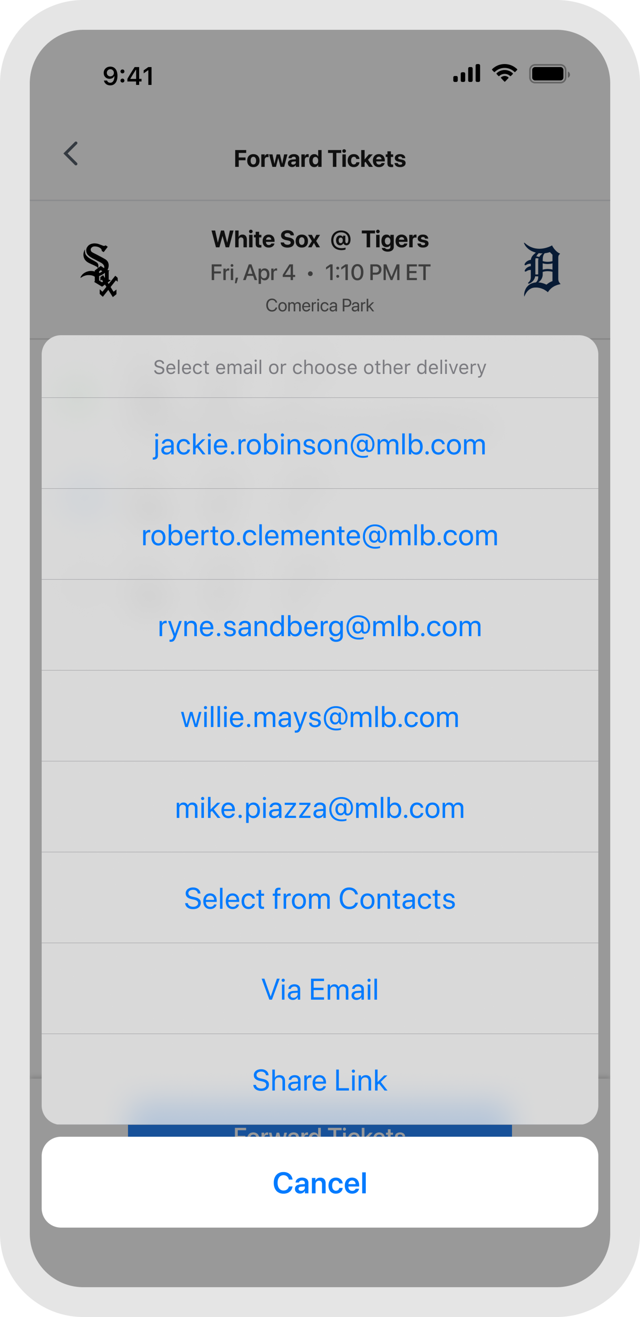 Forwarding Tickets - Send