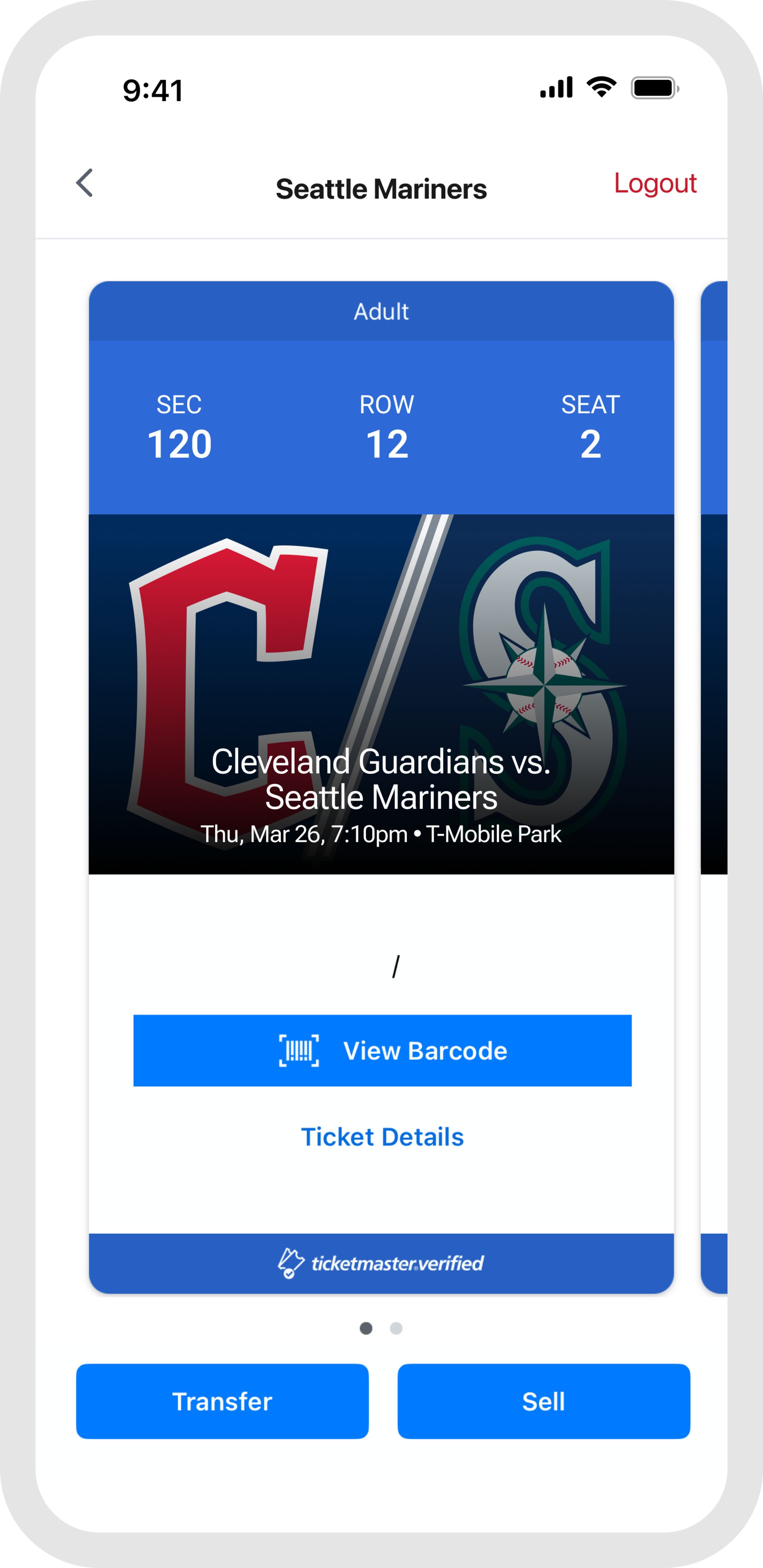 Image of Ballpark app Select Tickets to Forward