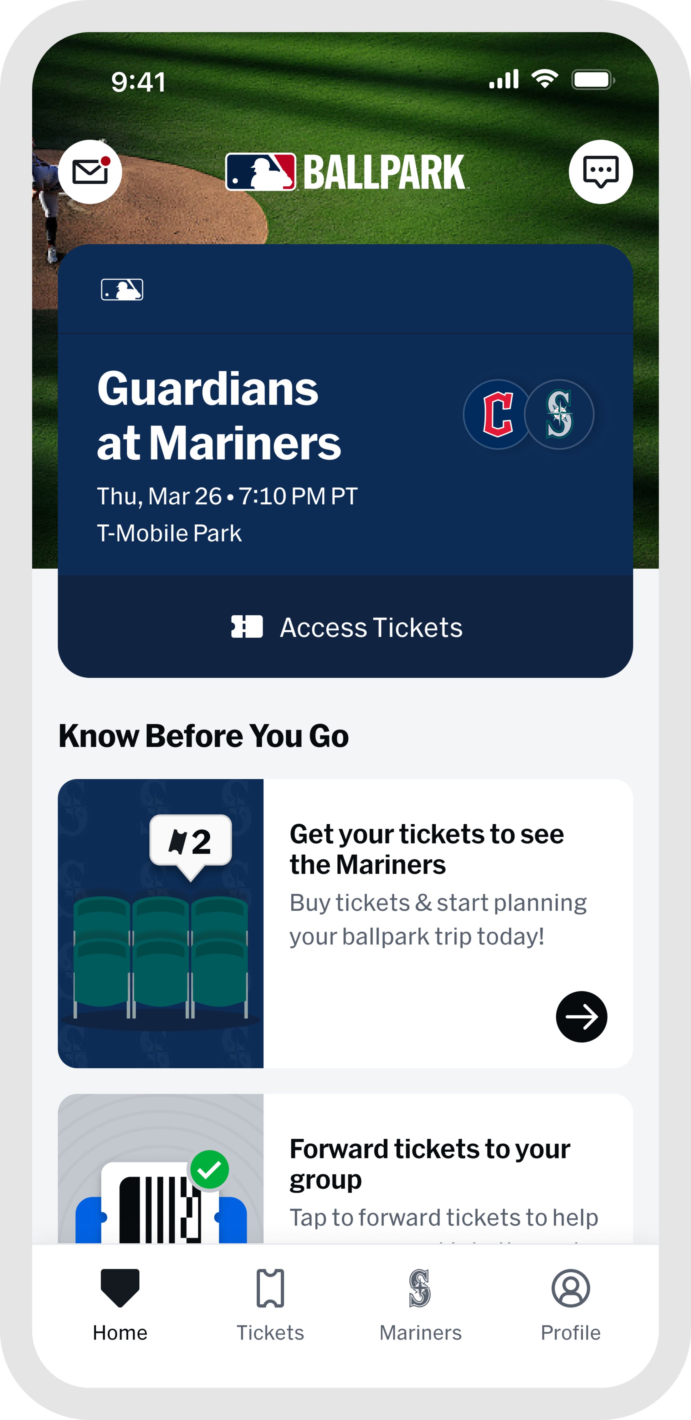 Image of Ballpark app At the Game - Home