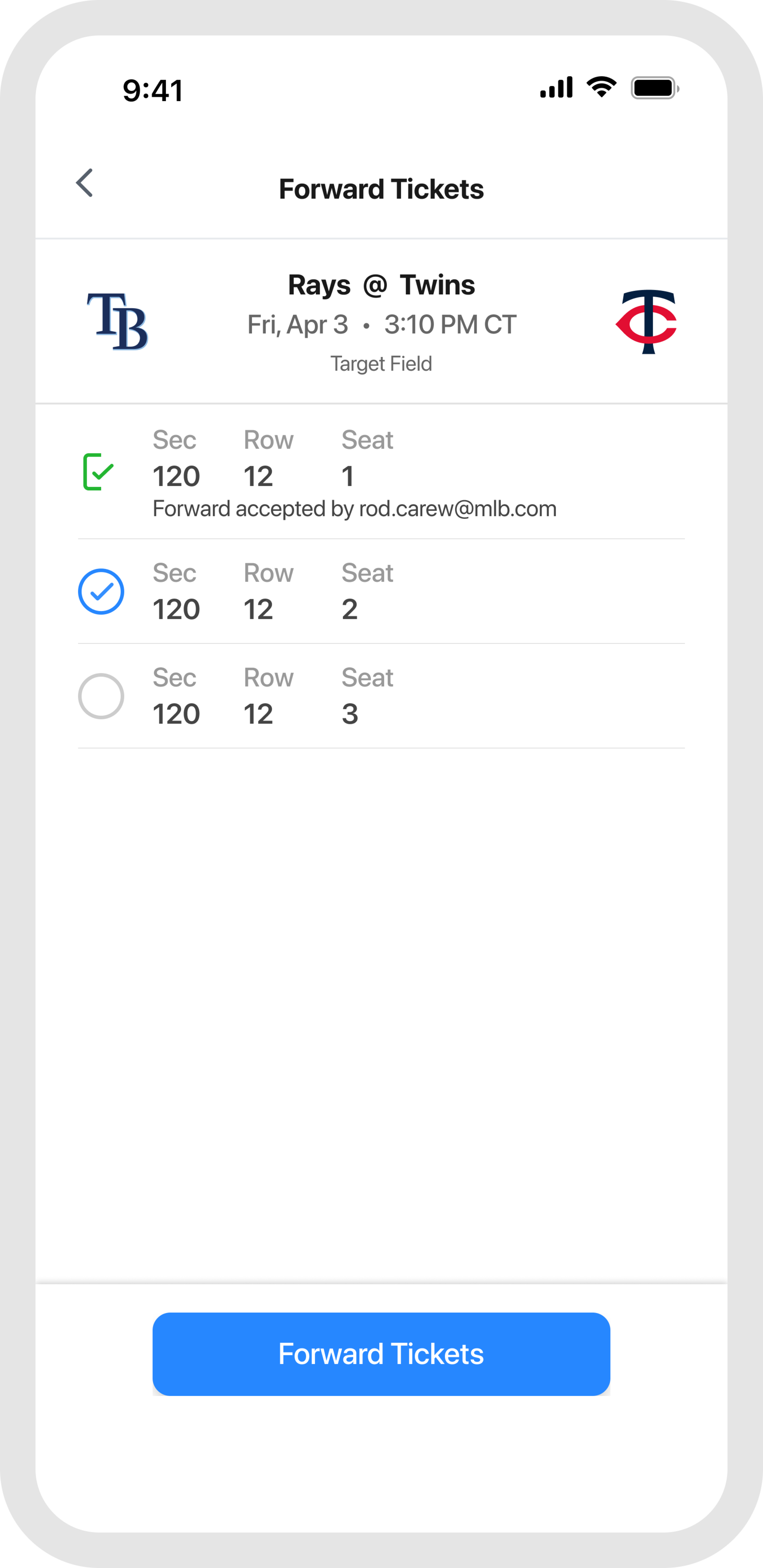 Forwarding Tickets - Select