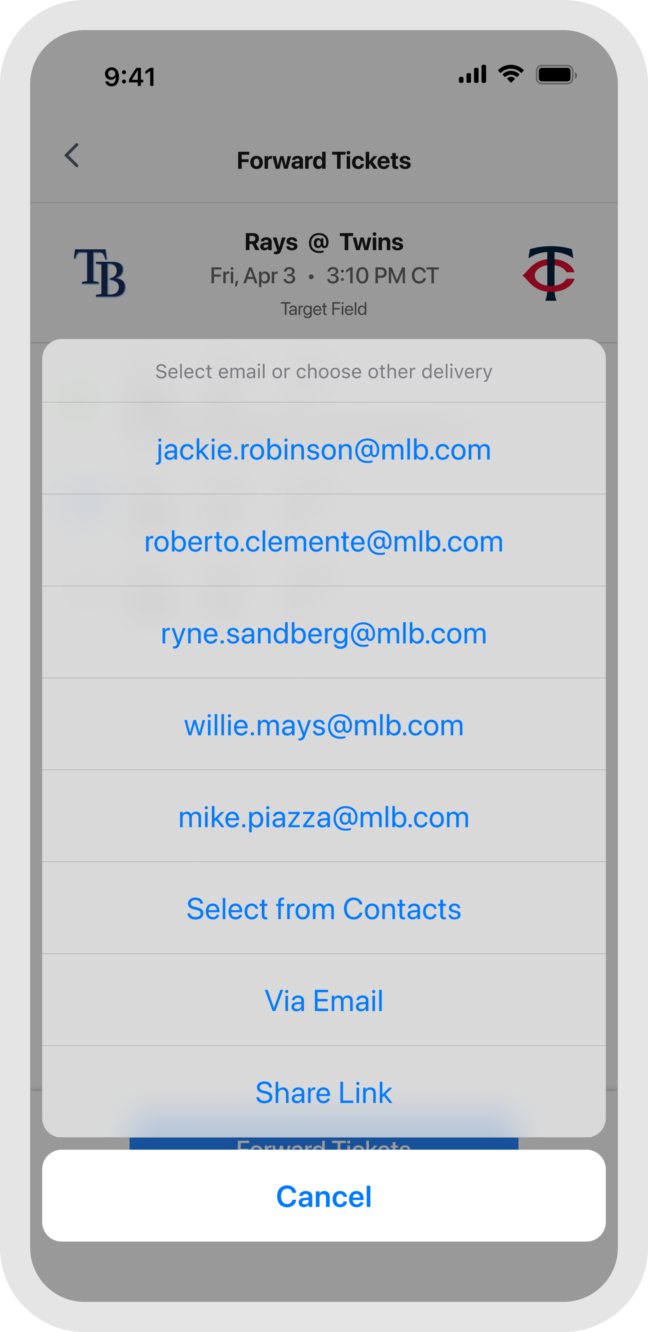 Forwarding Tickets - Send