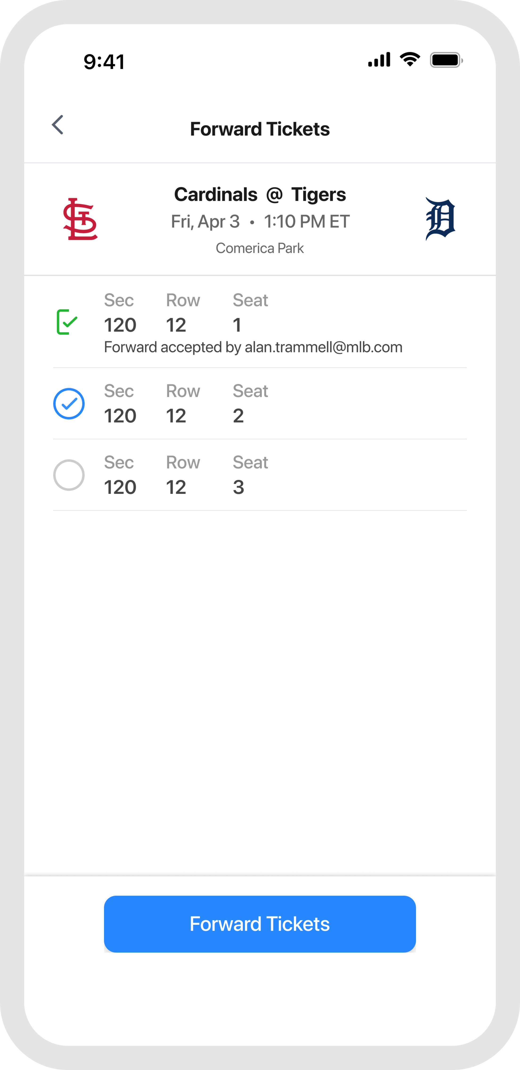 Forwarding Tickets - Select