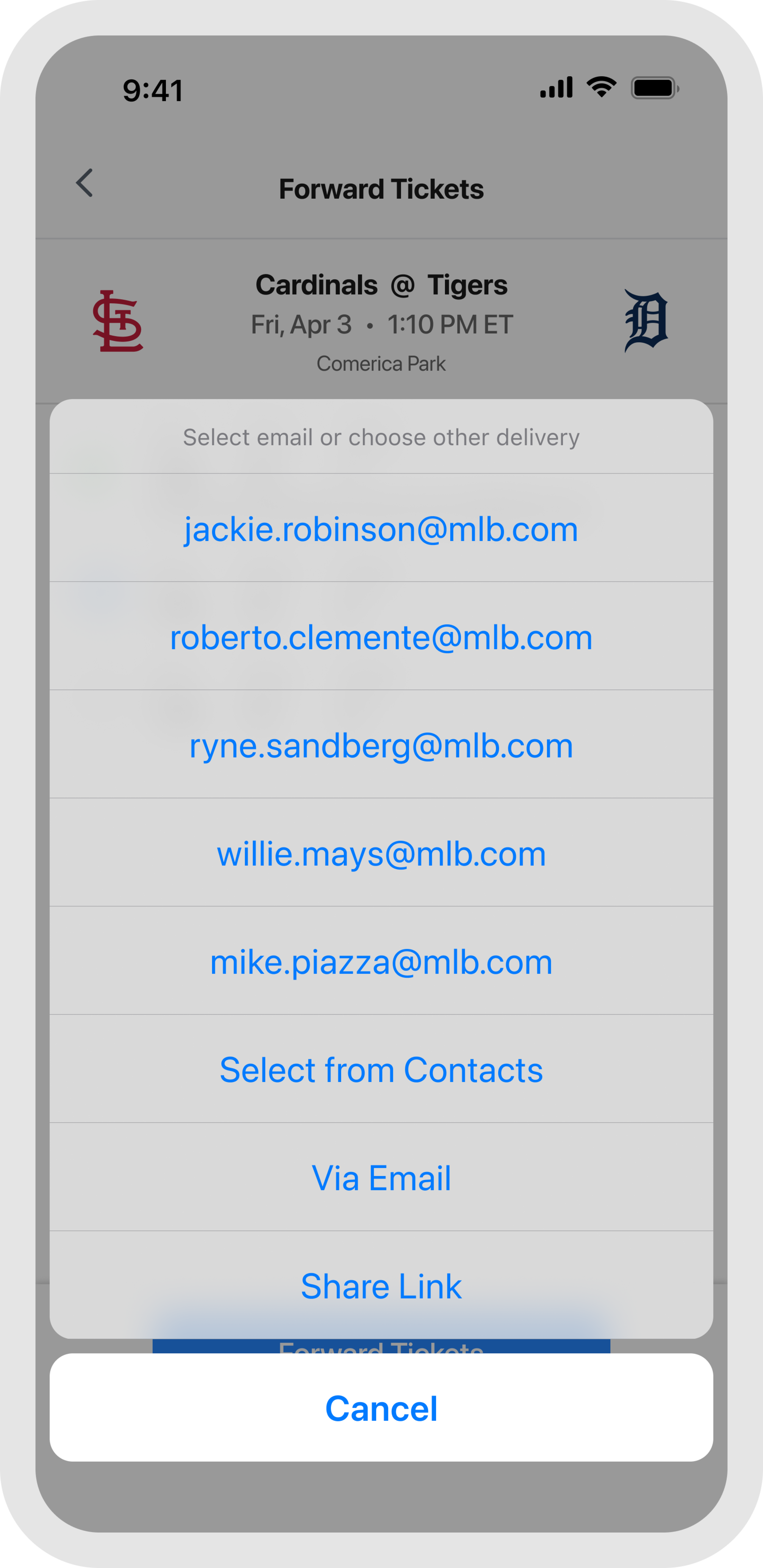 Forwarding Tickets - Send