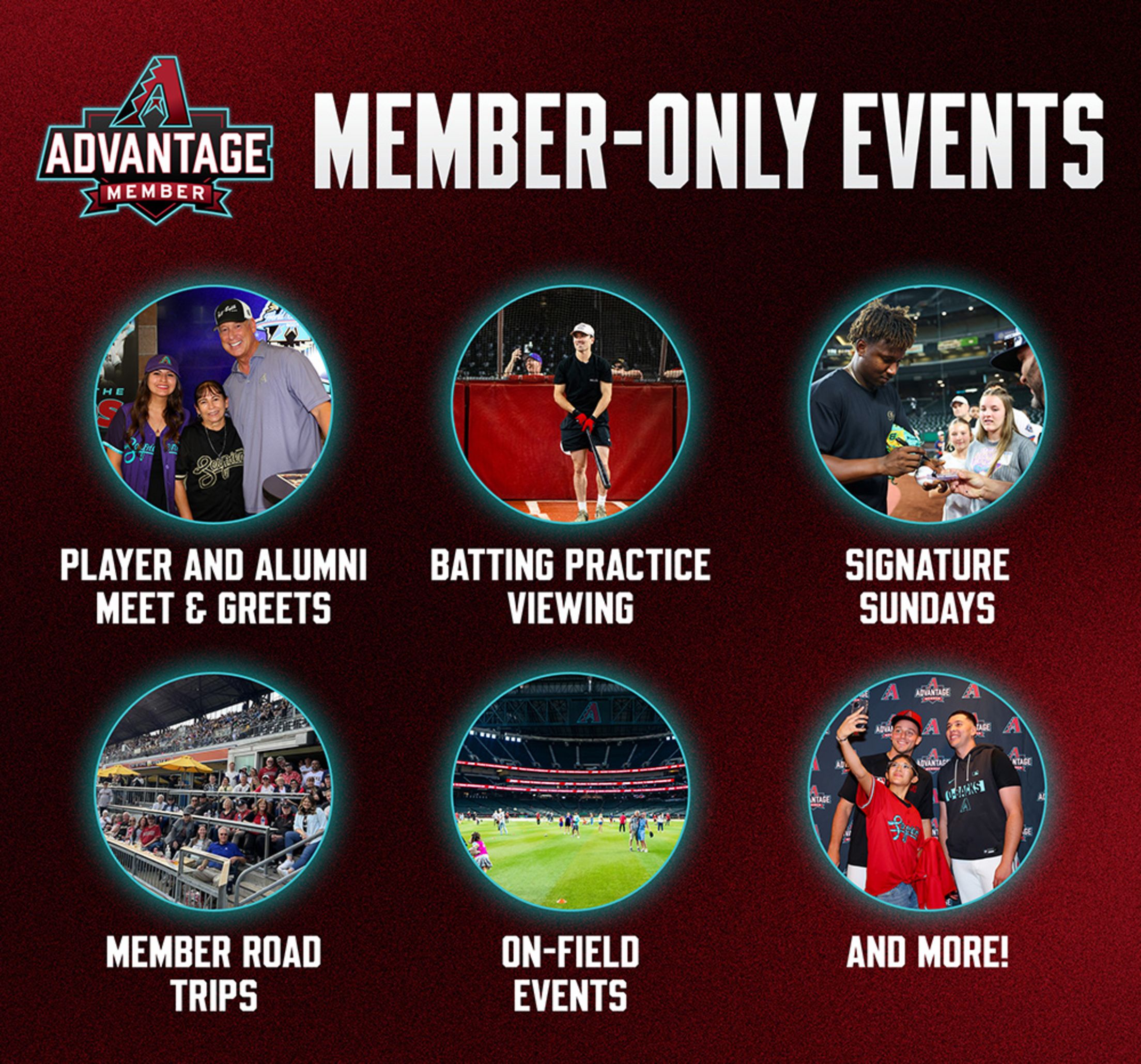 Member-Only Events: Player and alumni meet and greet, batting practice viewing, signature Sundays, Member road trips, on-field events and more!