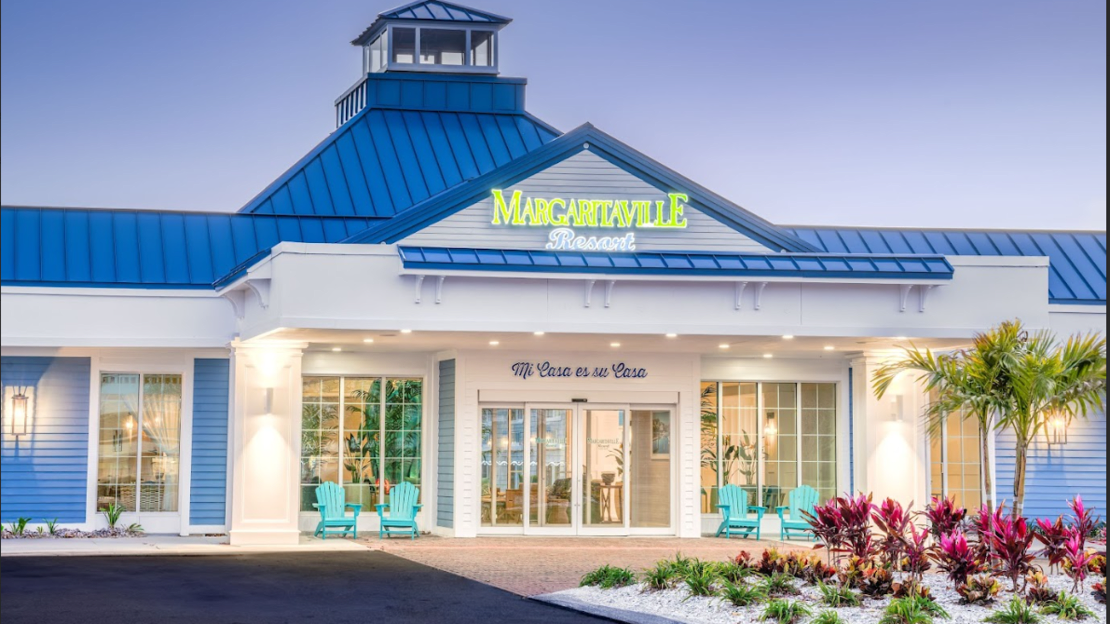 The exterior of the Margaritaville Resort Cape Cod