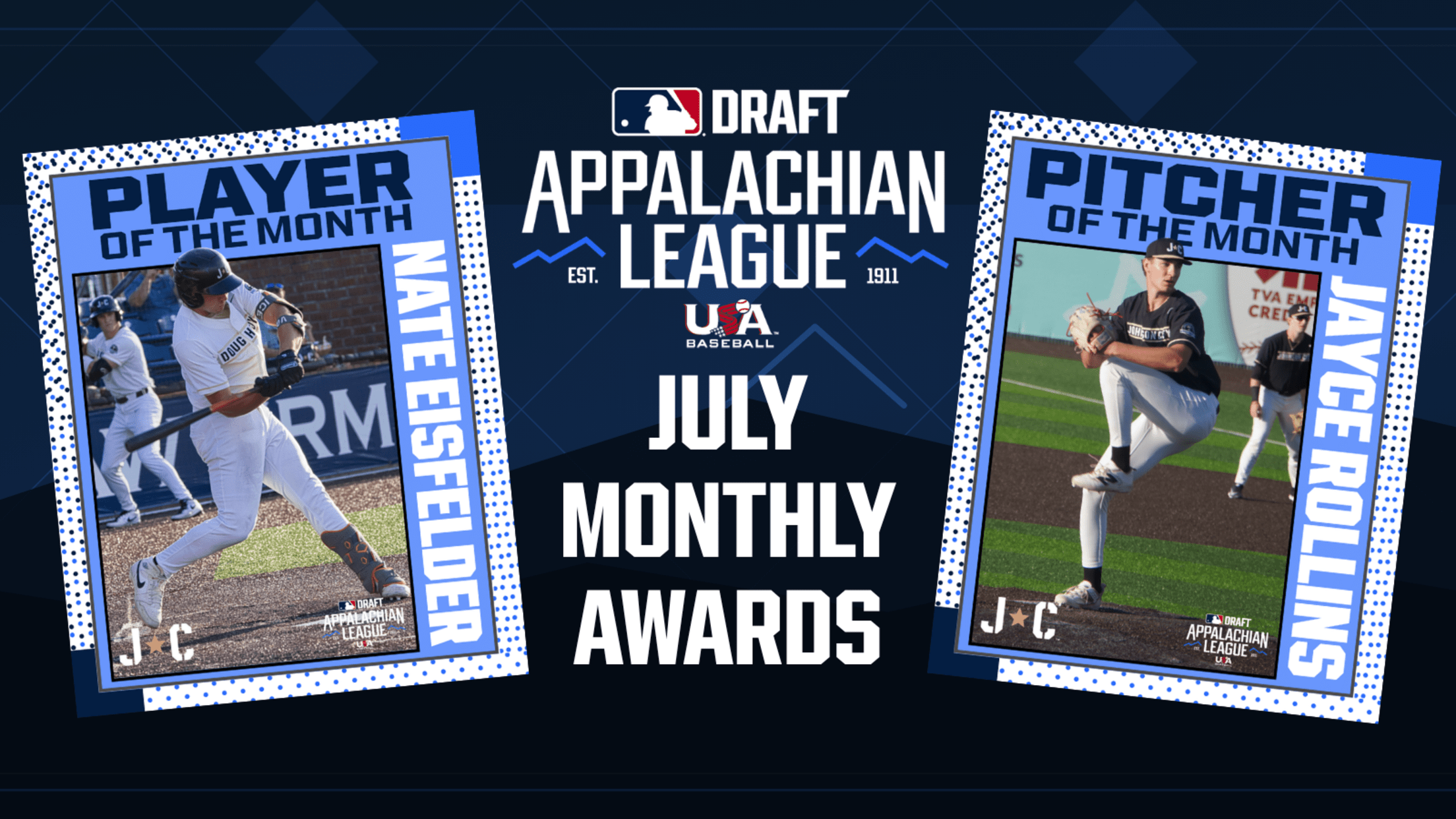 Nate Eisfelder, Jayce Rollins shine as Appalachian League Players of the Month