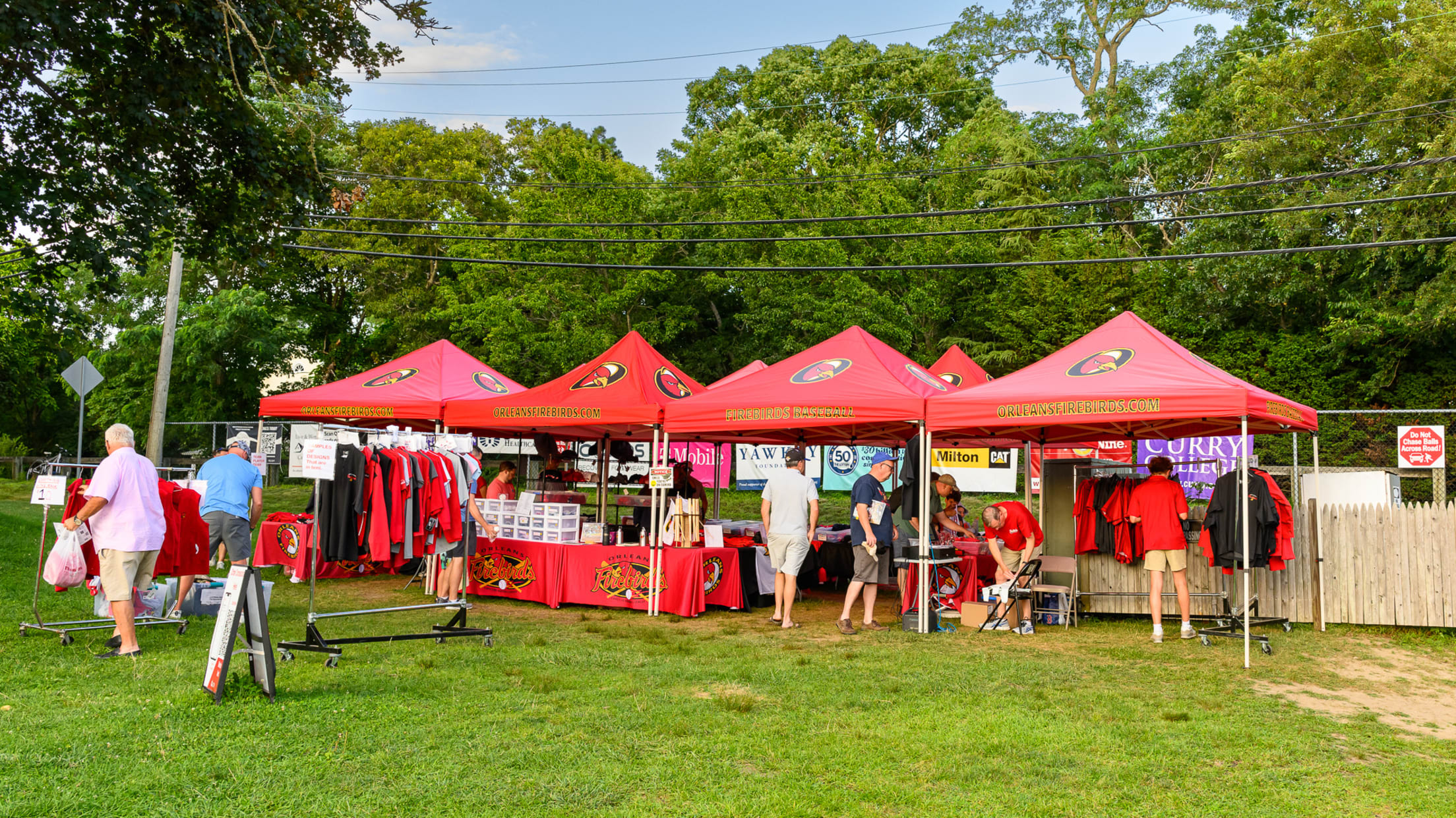 Retail merchandise tent set up at Eldredge Park