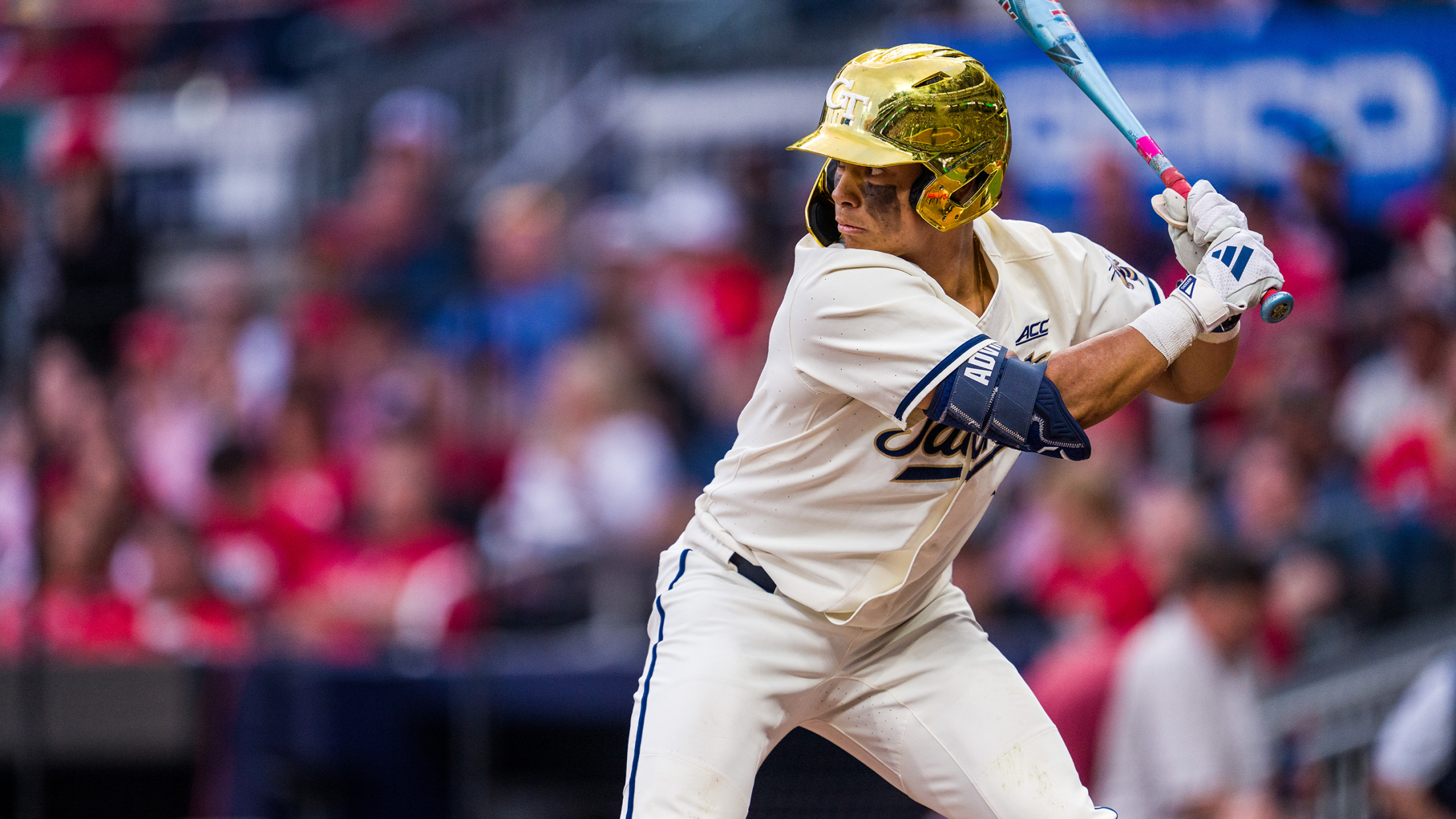 Georgia Tech infielder Jarren Advincula stands ready at the plate.