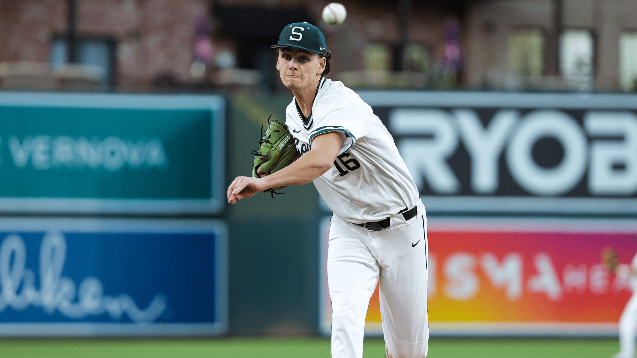 Michigan State pitcher Joseph Dzierwa delivers a pitch.