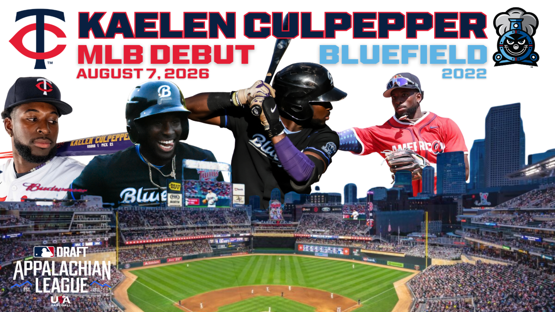 Kaelen Culpepper - Aug. 7, 2026 MLB debut with the Minnesota Twins - Played in the Appy League in 2022 with the Bluefield Ridge Runners