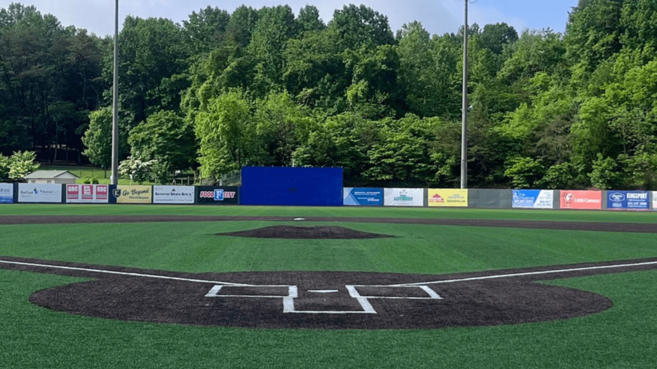 The view from behind home plate at Hunter Wright Stadium.