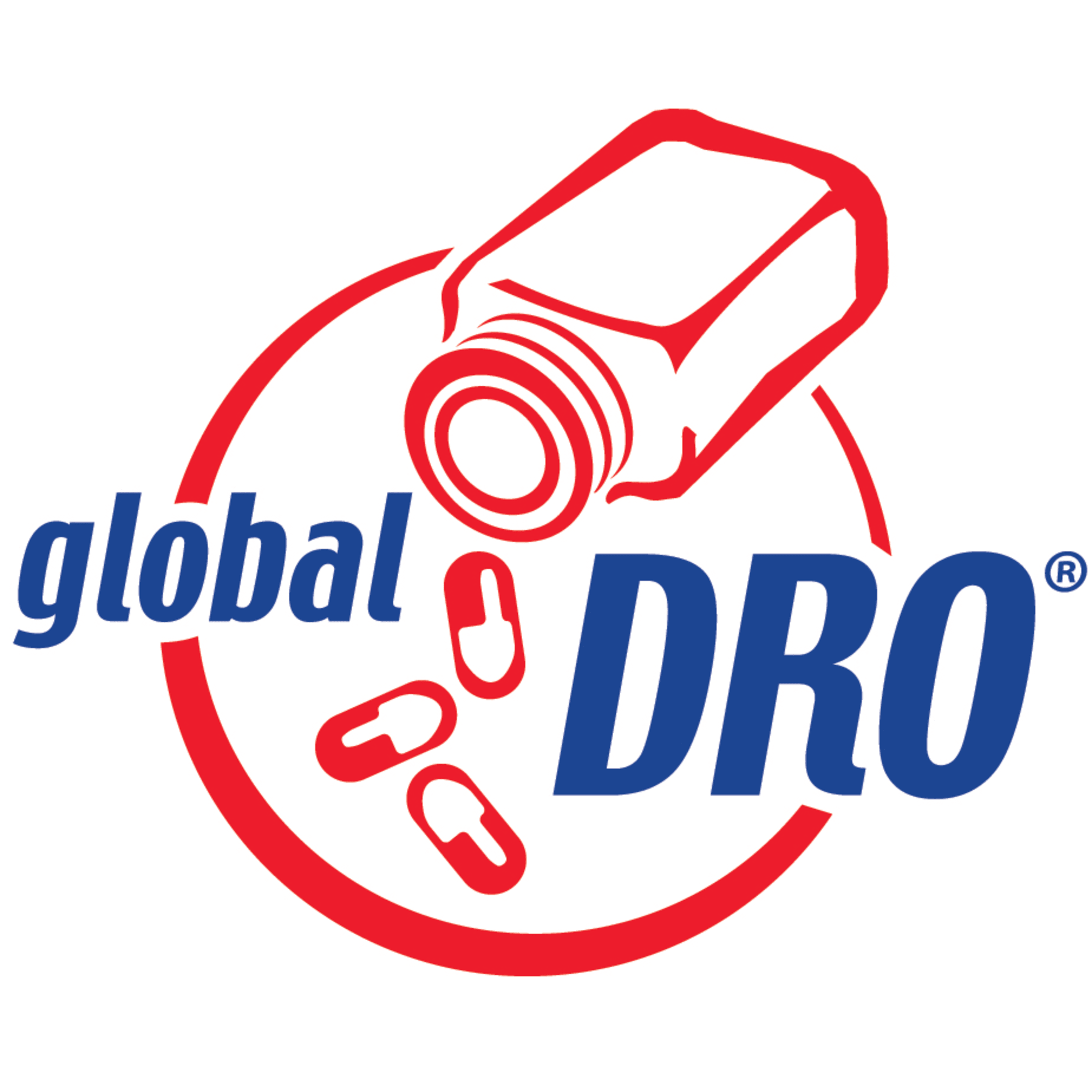 Global Dro logo (pills coming out of bottle)