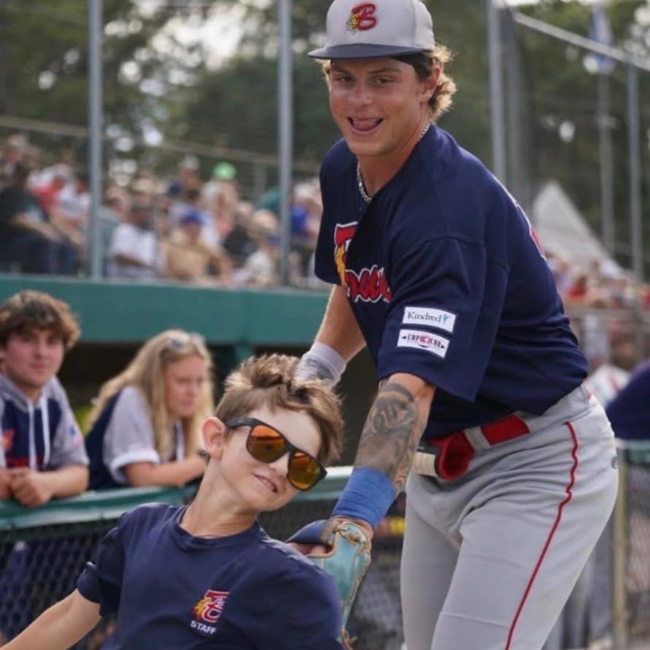 Photo of Bourne Braves bat kid Cooper Karas