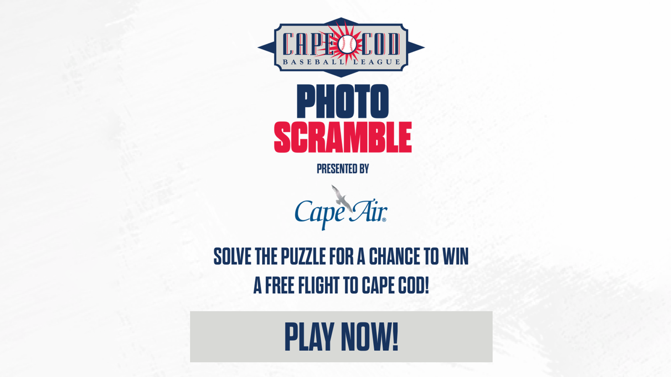 Cape Cod Baseball League Photo Scramble - Presented by Cape Air - Play Now - Solve the puzzle for a chance to win a free flight to Cape Cod.