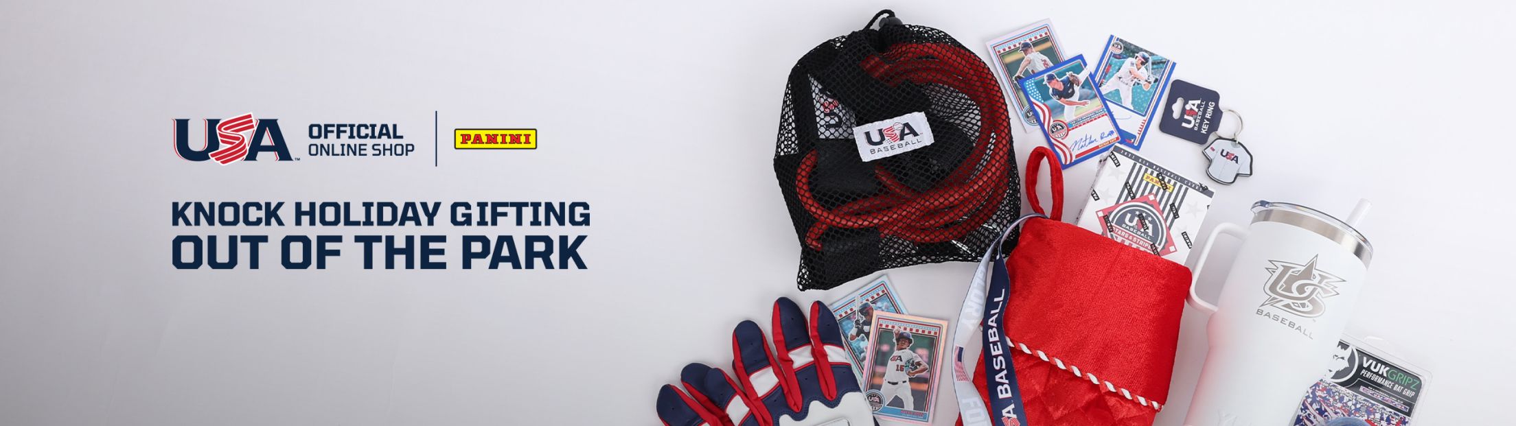 This is a graphic that says "Knock holiday gifting out of the park" with a few items that a person can buy that are shown in the picture