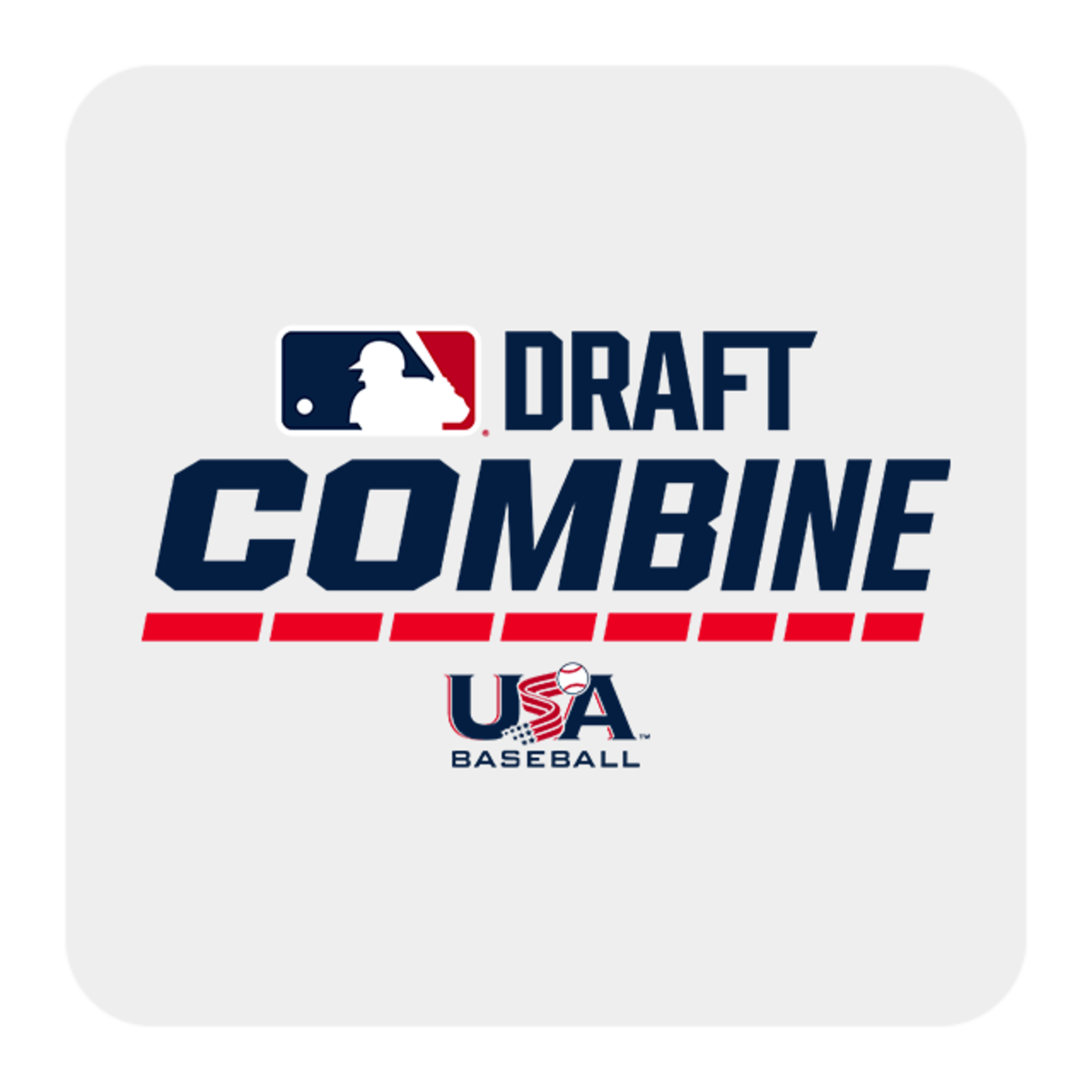 A gray button that has the words "Draft Combine" on it. It also has the USA 168澳洲幸运5官方开奖网站 Baseball Logo on it as well.