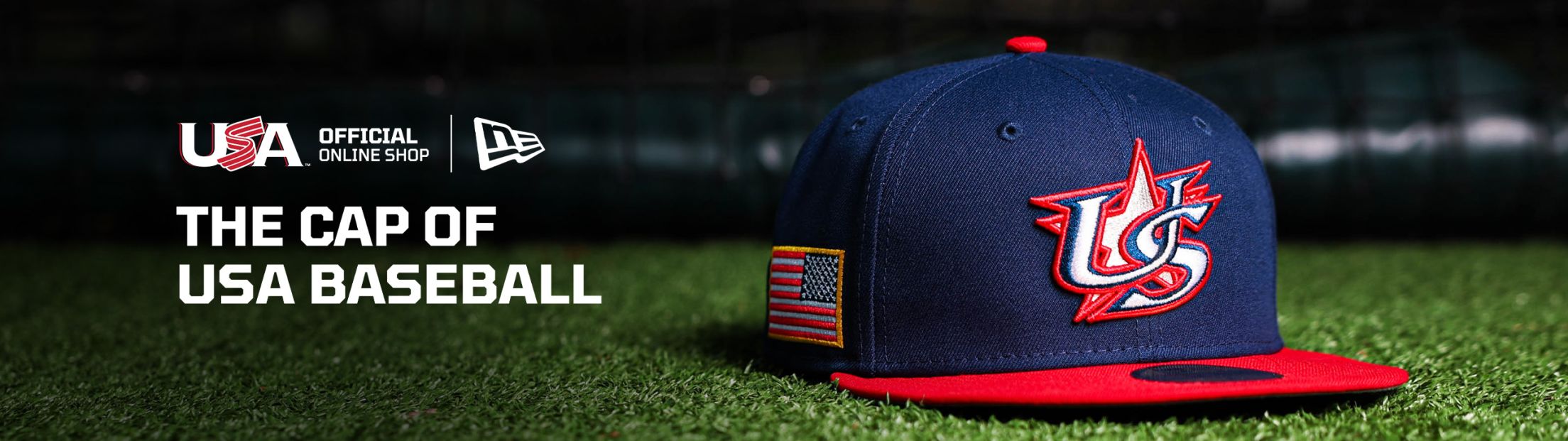 The Cap of USA Baseball and an image of a blue cap with a US star logo with a red bill