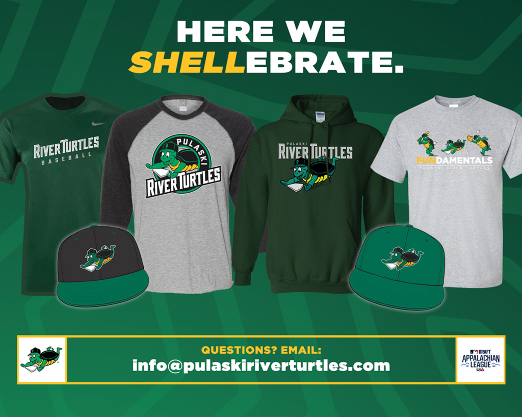 Here we Shellebrate! (Image of Pulaski River Turtles gear) - Questions? Email: info@pulaskiriverturtles.com