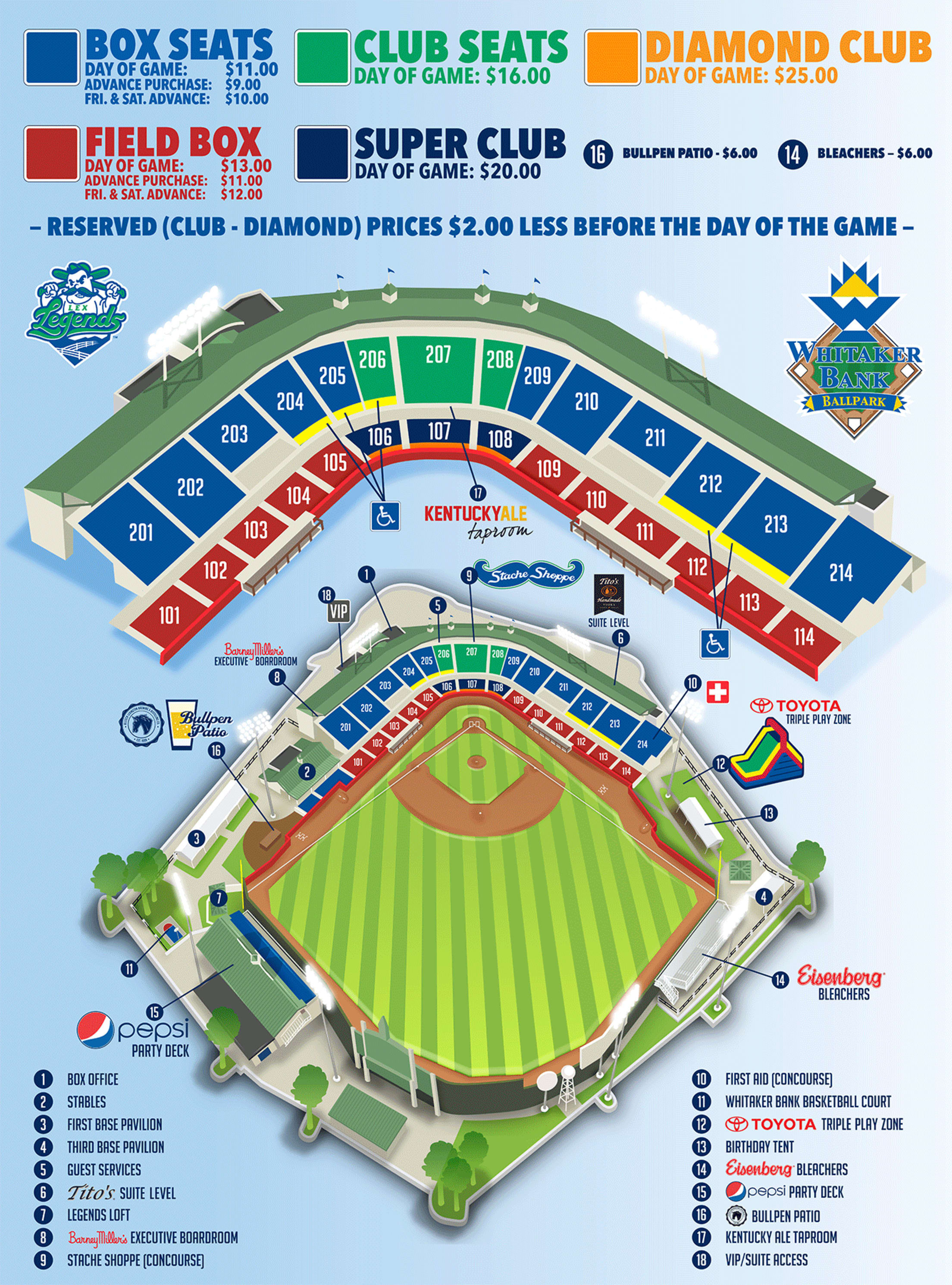 Seating Chart of Whitaker Bank Ballpark | Counter Clocks