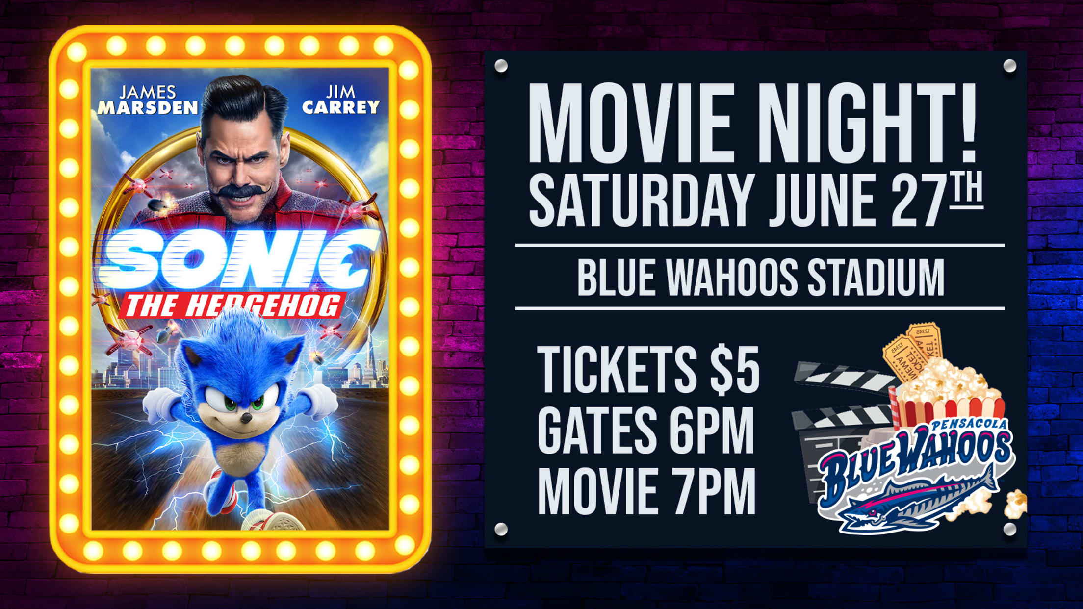 Movie Night Sonic | Blue Wahoos