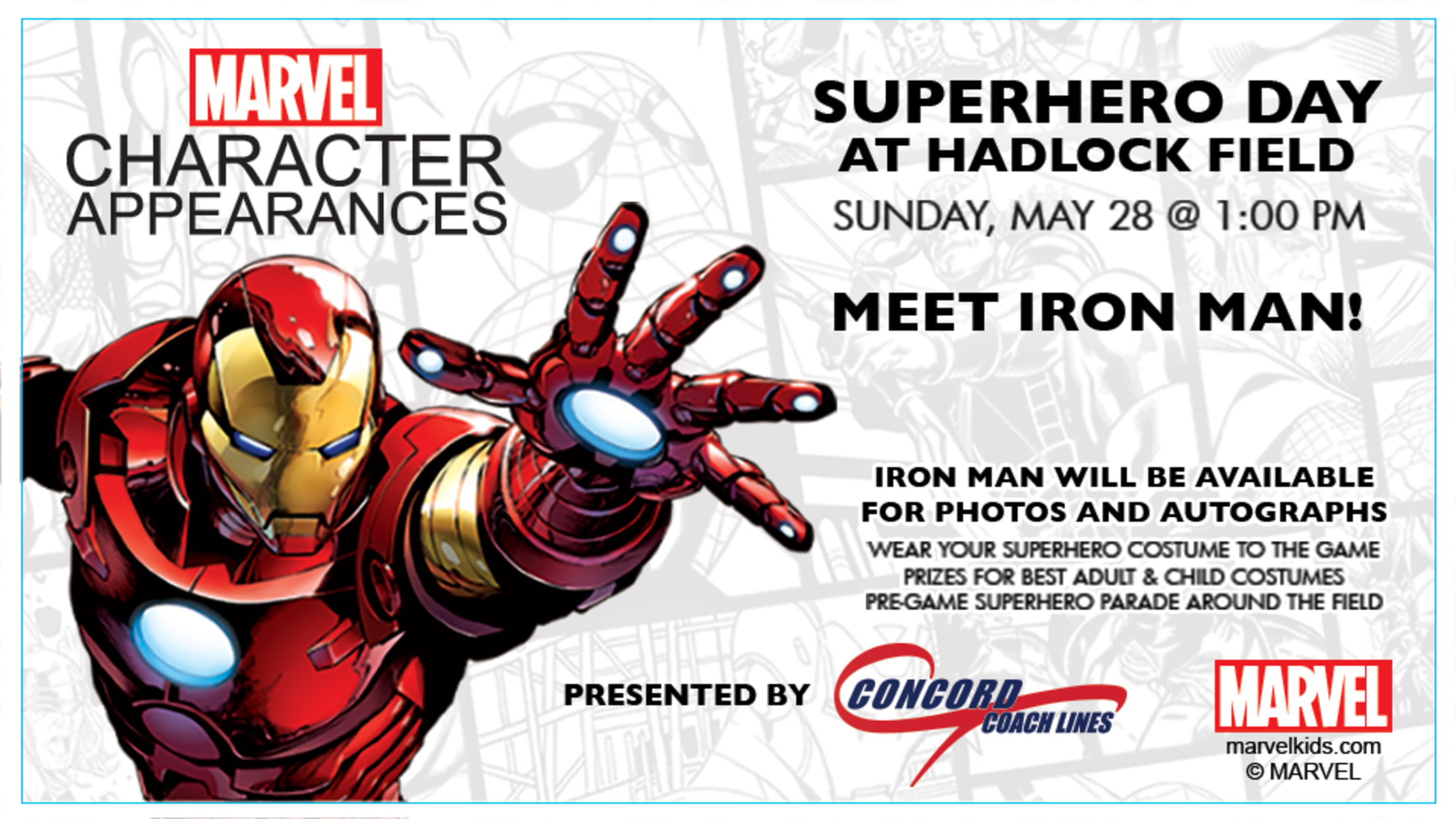 Iron Man Coming to Hadlock for Superhero Day! | MiLB.com