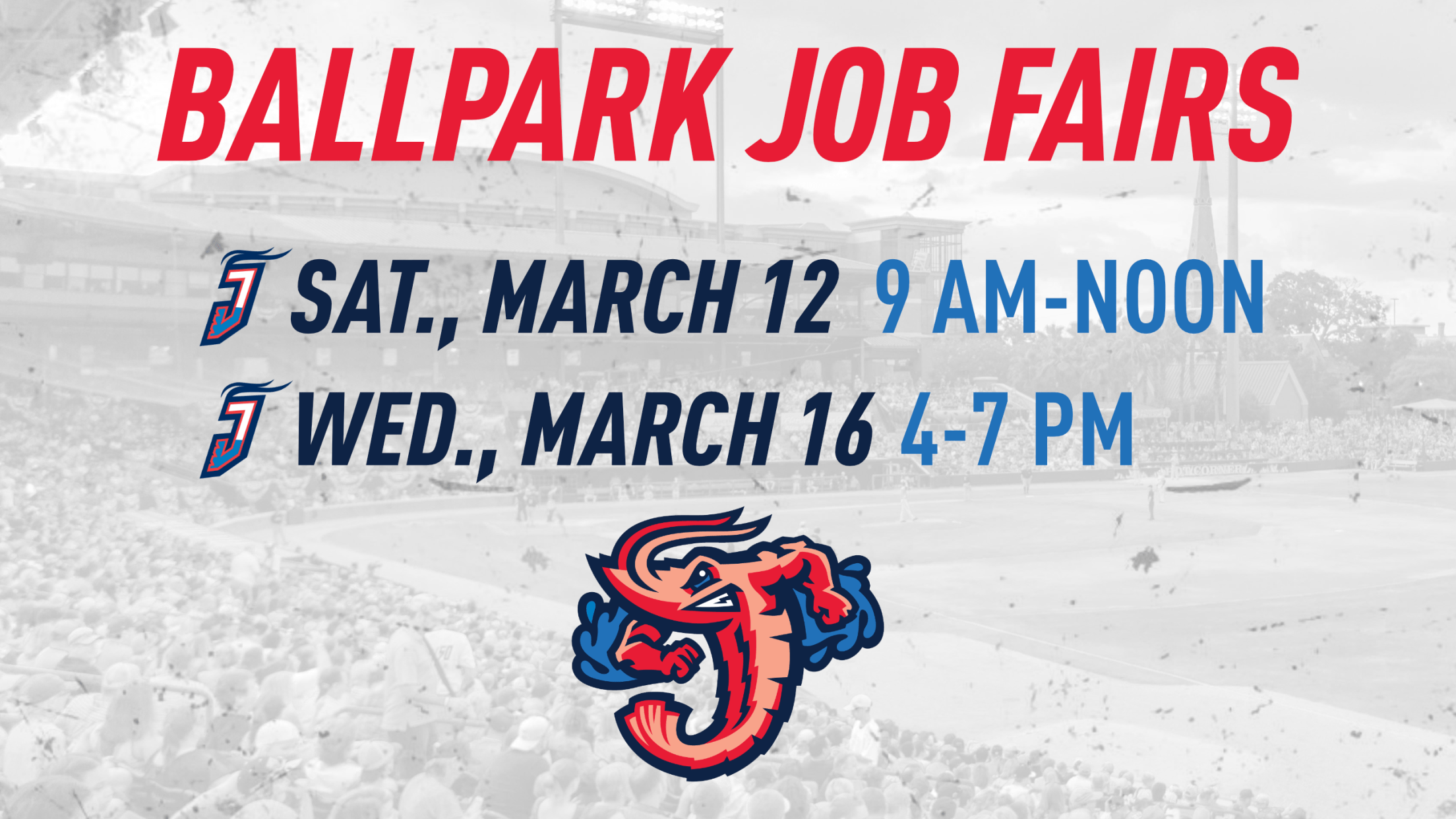 Jumbo Shrimp to hold two more ballpark job fairs March 12 & 16