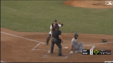 Harris fires home for double play from left field