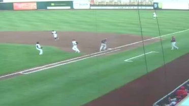 Quad Cities' Garcia dives for catch to save a run.