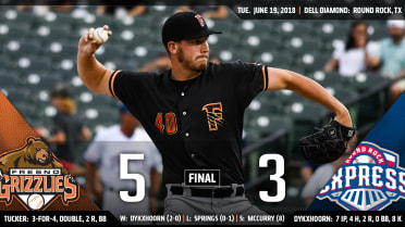 Dykxhoorn dazzles as Grizzlies complete four-game sweep in Round Rock, win fifth straight