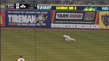 Rosa makes diving catch for Mud Hens