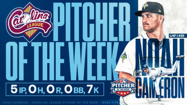 Five Perfect Innings Earns Cameron Pitcher of Week Honors