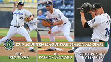 Nate Griep, Patrick Leonard and Trey Supak Named Southern League Postseason All-Stars