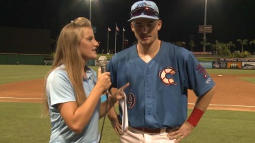 Luke Williams talks with Lindsey Settlemire after win