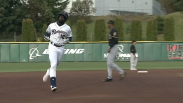 Taylor Trammell hits a moonshot for his first homer