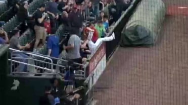 Fisher Cats' Heidt crowd surfs for an out