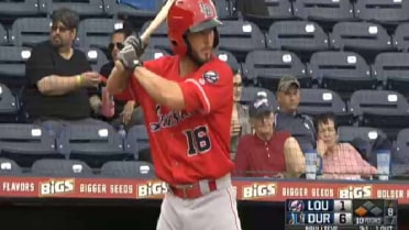 Louisville's Trahan plates a run with a double
