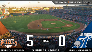 July 4 crowd of 13,166 sees Mike Hauschild become the 3rd-winningest pitcher in Grizzlies history