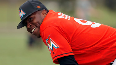 Marlins' Harrison finishes spring with bang